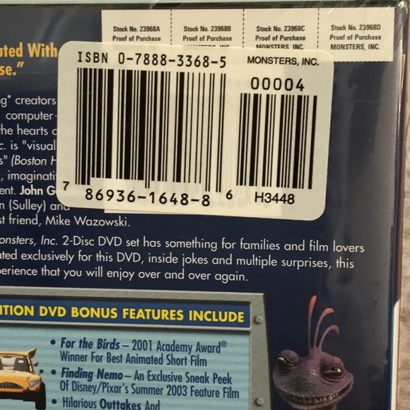 MONSTERS, INC COLLECTOR’S EDITION 2 Disc DVD - Picture 3 of 5
